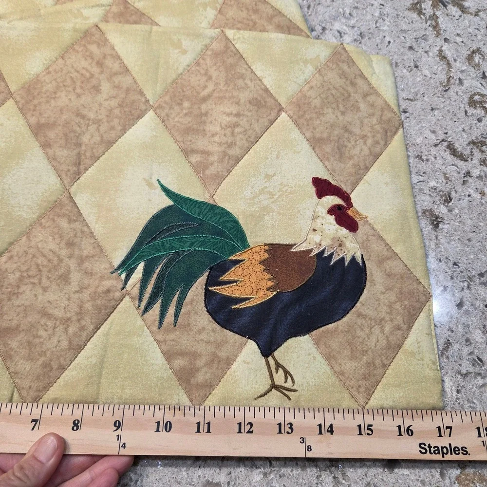 Midwestern Home Products Quilted Rooster Placemats Tan HarlequinI 8 Farmhouse